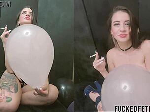 Funny Face Latina Pops Balloons in Comic Fetish Video