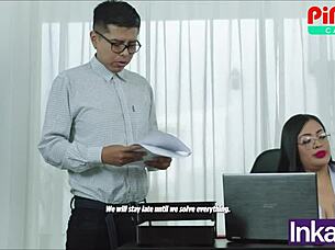 i'm screwing my sexy latina secretary with curvy natural tits for a promotion