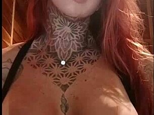 Redhead Teases Fans With Rosy Tits On Webcam