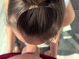 he grabs her sexy boobs and punishes her mouth with his big cock until she takes it all.