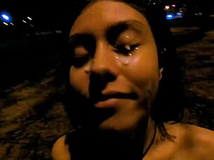 hey sissi sucks my cock right in the street and i cover her pretty face with hot cum - dollscult