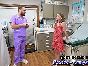 dr tampa explores orgasm research inc with petite blonde mira monroe in backstage session