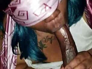 Why Blindfold and Suck That Pretty Hard Big Black Cock So Eagerly