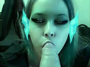 snap chat blowjob from latina girlfriend ends with cum in mouth on hard cock