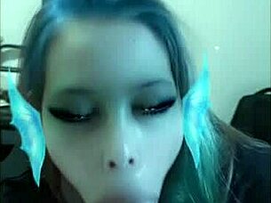 snap chat blowjob from latina girlfriend ends with cum in mouth on hard cock