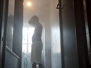 oh man, check out this delicious guy shaving his massive cock!