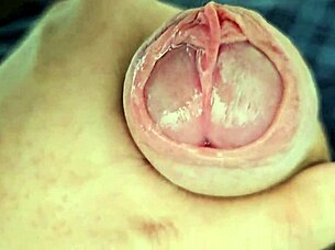 Hey, you wanna see all this precum dripping while I edge my massive unique cock slowly?