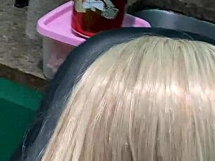 Oh wow my blonde stepdaughter came home with panties full of cum from anal toy play!