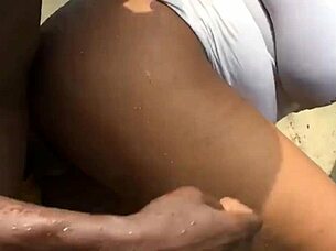 Dirty woman got approached while doing her laundry outside the compound