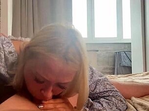 Horny Blonde Mommy Chats with Young Guy Then Fucks Him in Quickie with Blowjob and Toys