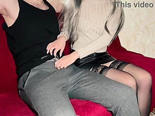 Hey there, a curious virgin decided to try giving a handjob in this homemade amateur couple video.