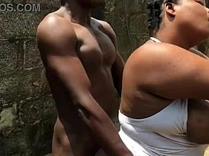 Dirty woman got approached while doing her laundry outside the compound