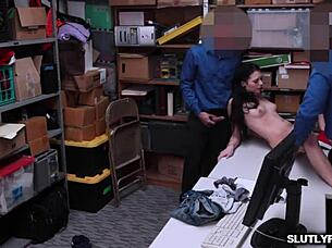 Imagine brunette babe Megan Sage in hardcore shop action with strong erect cock