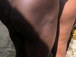 Dirty woman got approached while doing her laundry outside the compound