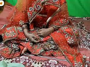 Indian husband and wife celebrate their wedding night