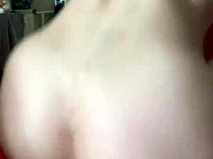 Skinny 18+ teen whore bounces her ass on cock in POV cowgirl then takes cum load on face lips and eye