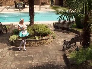 Jodi James and Stacey Saran Cosplay Pussy Fucked Two at a Time by Strangers in Outdoor Group Action