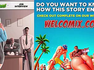 Wow, Hot Blonde Nails Job Interview with Interracial Monster Cock Action in Comics!