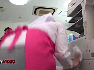 Chihiro Akino ramps up hardcore blowjob and creampie action as the office lady in intense Japanese JAV at work