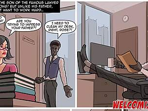 Wow, Hot Blonde Nails Job Interview with Interracial Monster Cock Action in Comics!