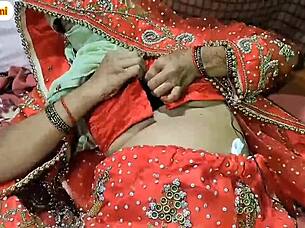 Indian husband and wife celebrate their wedding night