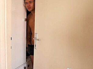 I caught this tattooed brunette masturbating to hardcore porn. Then we fucked doggystyle like crazy!