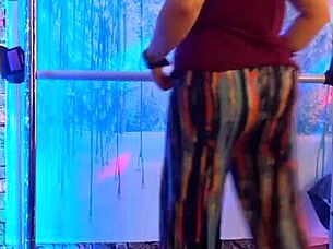 Hotwife Steffi does a crazy pants pussy dance with solo redhead milf vibrator striptease in homemade style