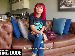 Petite Redhead Latina Teen Stretched Hard By Monster Cock In Casting