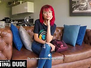 Petite Redhead Latina Teen Stretched Hard By Monster Cock In Casting