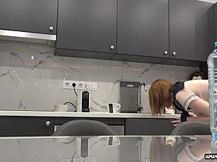 hot tight pussy tall latvian sexy redhead lilly shows off in kitchen