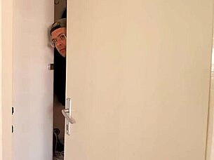 I caught this tattooed brunette masturbating to hardcore porn. Then we fucked doggystyle like crazy!