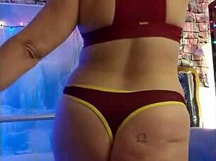 Hotwife Steffi does a crazy pants pussy dance with solo redhead milf vibrator striptease in homemade style