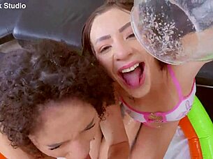 Exciting festival event featuring Bruna Santos and Gih Spanic - they have a playful and messy time together