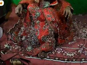 Indian husband and wife celebrate their wedding night