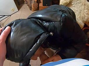 oh god, so much cum on my black leather leggings