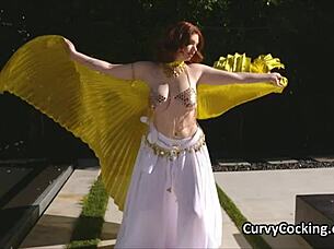 Belly dancer shakes that fat pussy on monster cock!