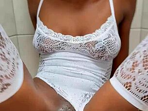 i give this skinny ebony a sloppy blowjob with deepthroat gagging before intense anal fucking and creampie