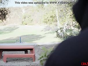 Creepy voyeur watches petite young girlfriend in intense interracial raw sex with black friend.