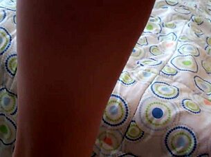 As a young petite brunette teen, I'm enjoying some fun time with my big pink toy