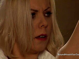 Blonde Lesbian Slave Enjoys Passionate Kissing and Groping with Dominant Mistress in Bondage Session