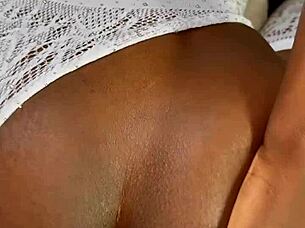 i give this skinny ebony a sloppy blowjob with deepthroat gagging before intense anal fucking and creampie