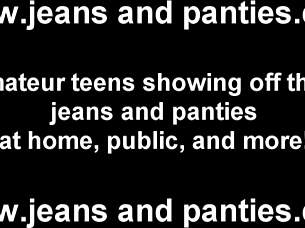 Young student nurse strips skinny jeans