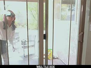 Pierced Goth Babe Maya Romero Gives Sloppy Blowjob Before Interracial Rough Fucking in Cowgirl