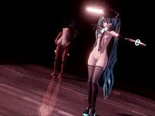 Hey, wanna see Hatsune Miku in wild sex dance with shaved pussy fucking, sucking, and creampie action?