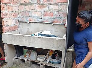 I Finally Suck Neighbors Monster Cock in Shower Slum Bathroom