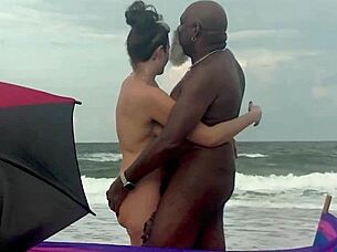 I love the thrill of watching interracial creampie action with swingers on the nude beach in this free sample