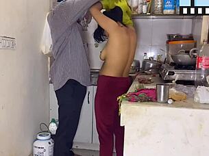 My husband surprises me while I cook and fucks me really good in the kitchen