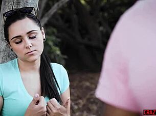 Creepy voyeur watches petite young girlfriend in intense interracial raw sex with black friend.