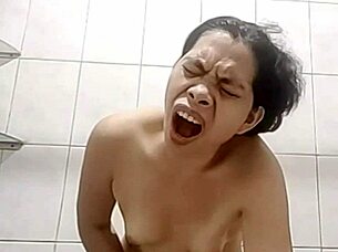 Isn't it wild how my Asian slut wife masturbates hard, fantasizing about fucking her husband and his friend until she cums?