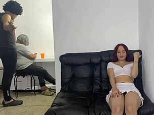 My best friend visits with his wife, and the cheating slut gets tricked into doggystyle fucking while he's busy.